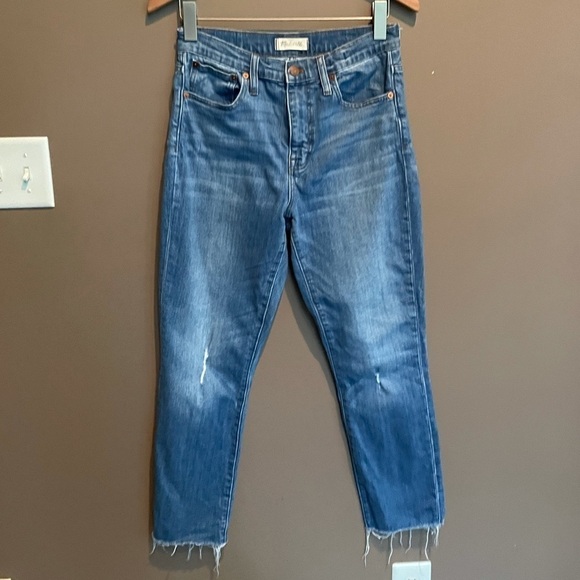 Madewell High Rise Slim Crop Boyjean Raw Hem 26 - Picture 3 of 9